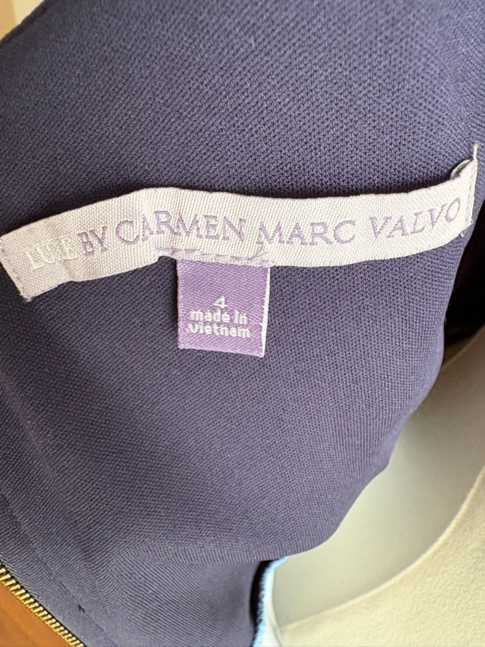Carmen Marc Valvo Blue Floral Fit-and-Flare Dress - Picture 3 of 5